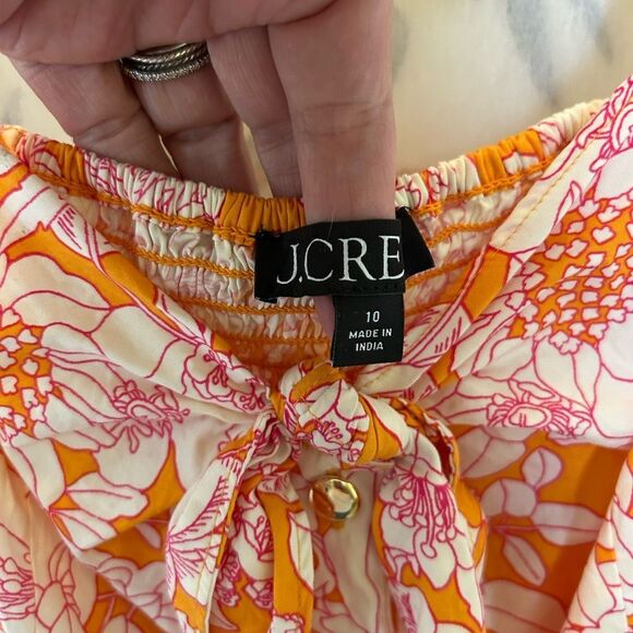 J.Crew Tie-front button-up peplum top in floral cotton poplin size 10 - Picture 4 of 11